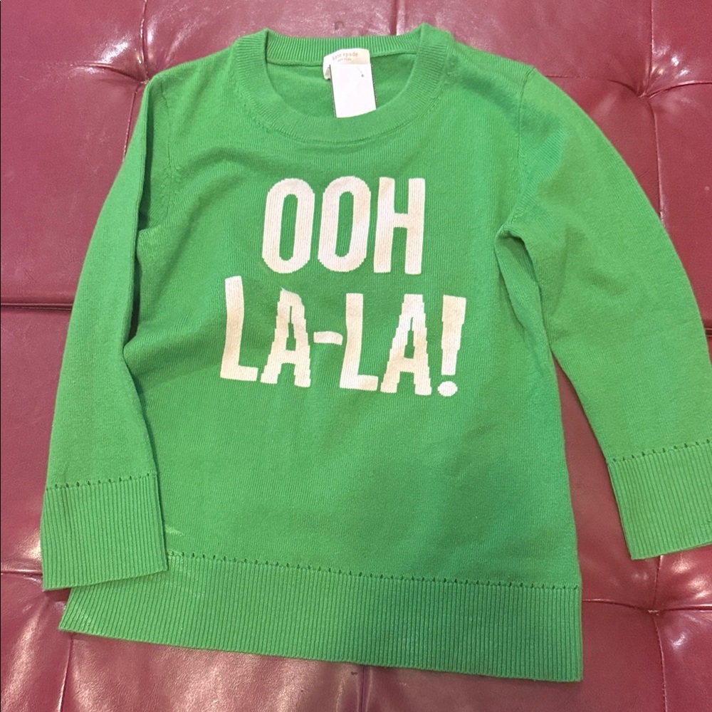 Kate Spade Green Sweater with 'OOH LA-LA!' Print